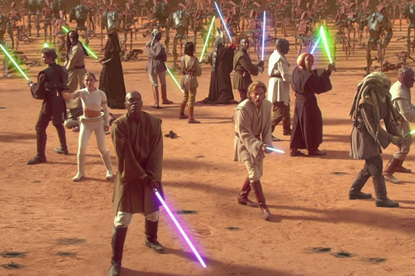 The clones, the clones attacking...