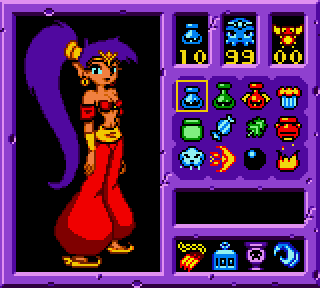 Shantae's Item Screen